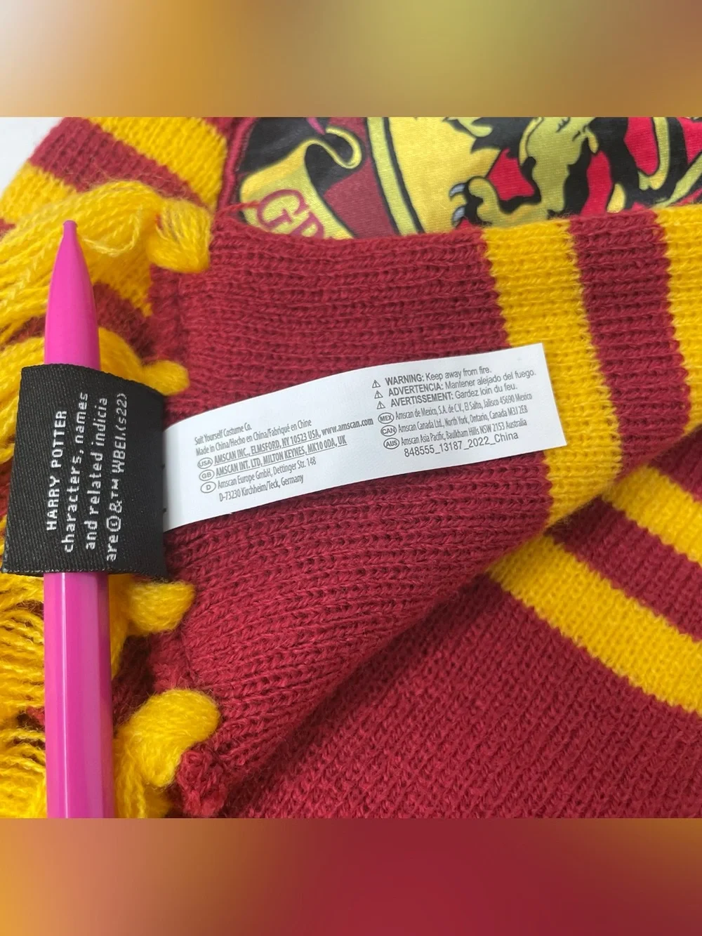 Harry Potter Gryffindor Scarf 6 x 51 Inches Red Gold Wizarding World and Tie